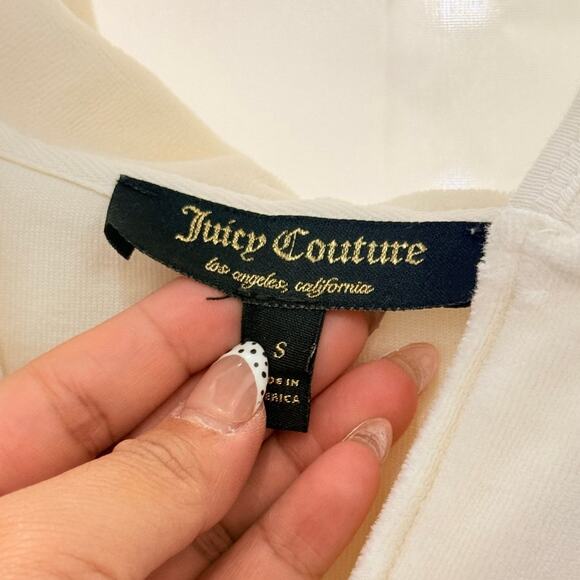 Vintage Juicy Couture White Babydoll Hooded J Zipper Cardigan Small - Picture 5 of 5